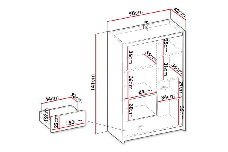 Highboard Rathmore - Grå - Oppbevaring - Skap - Oppbevaringsskap