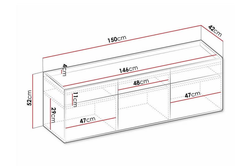 Highboard Rathmore - Lysegrå - Oppbevaring - Skap - Oppbevaringsskap