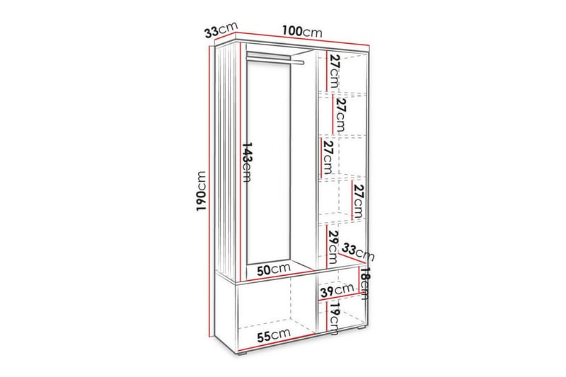 Highboard Rosehall - Hvid - Oppbevaring - Skap - Oppbevaringsskap