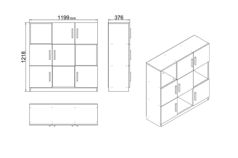 Highboard Rud 38x120 cm - Hvit - Oppbevaring - Skap - Oppbevaringsskap