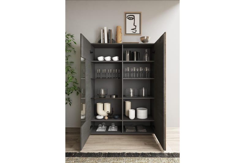 Highboard Venesa 44x121x168 cm - Grå/Taupe - Oppbevaring - Skap - Oppbevaringsskap