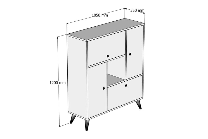 Highboard Zevenhoven 35x105 cm - Valnøtt - Oppbevaring - Skap - Oppbevaringsskap