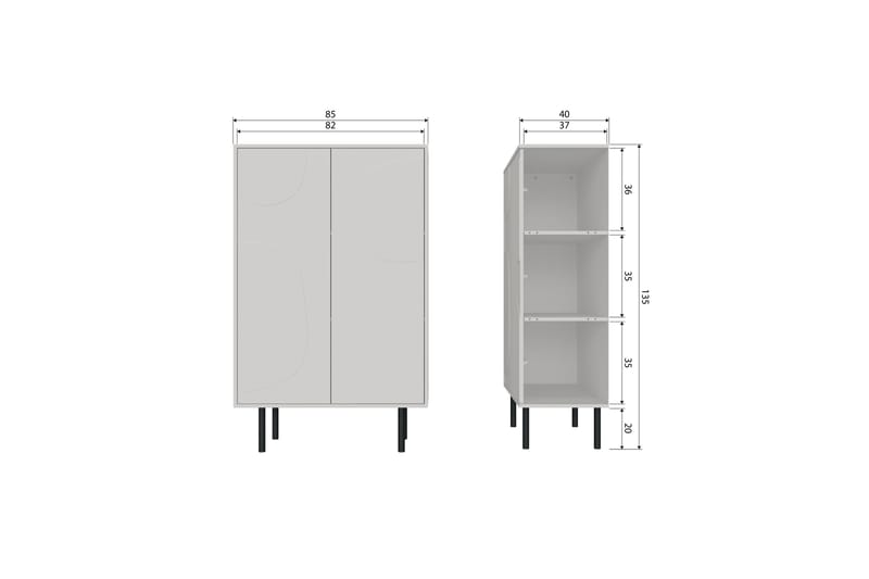 Highboard Popinder - Beige - Oppbevaring - Skap - Oppbevaringsskap