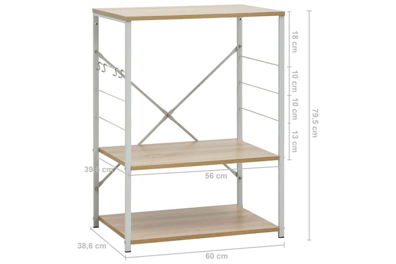 Hylle til mikrobølgeovn hvit & eik 60x39,6x79,5 cm sponplate - Oppbevaring - Skap - Oppbevaringsskap