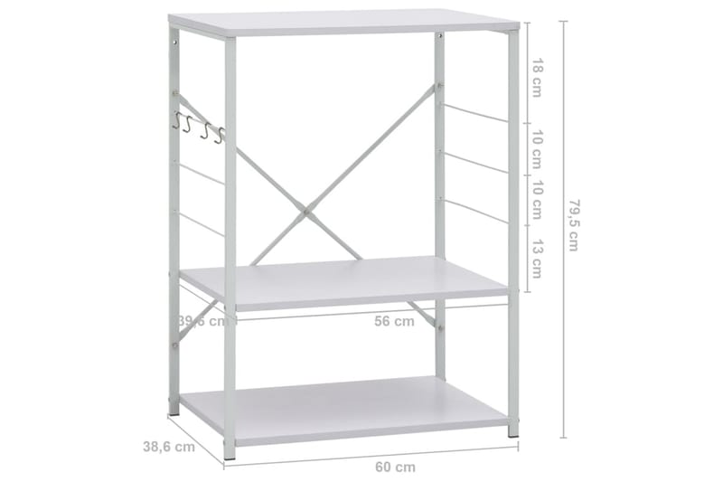 Hylle til mikrobølgeovn hvit 60x39,6x79,5 cm sponplate - Oppbevaring - Skap - Oppbevaringsskap