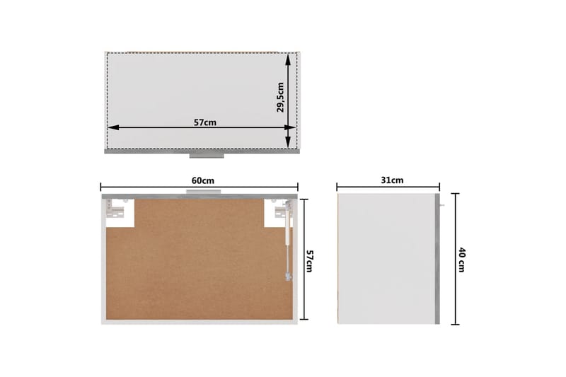 Kjøkkenskap betonggrå 60x31x40 cm sponplate - Grå - Oppbevaring - Skap - Oppbevaringsskap