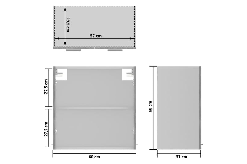 Kjøkkenskap betonggrå 60x31x60 cm sponplate - Grå - Oppbevaring - Skap - Oppbevaringsskap