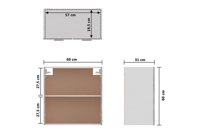 Kjøkkenskap betonggrå 60x31x60 cm sponplate - Grå - Oppbevaring - Skap - Oppbevaringsskap