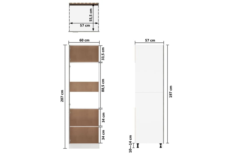 Kjøkkenskap betonggrå 60x57x207 cm sponplate - Grå - Oppbevaring - Skap - Oppbevaringsskap