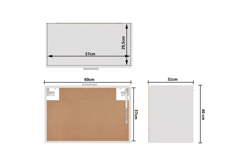 Kjøkkenskap høyglans hvit 60x31x40 cm sponplate - Hvit - Oppbevaring - Skap - Oppbevaringsskap