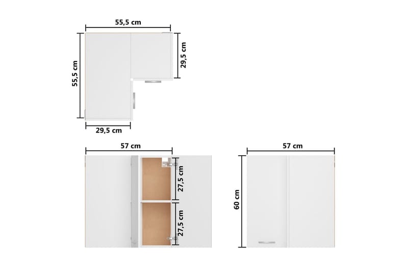 Kjøkkenskap hvit 57x57x60 cm sponplate - Hvit - Oppbevaring - Skap - Oppbevaringsskap