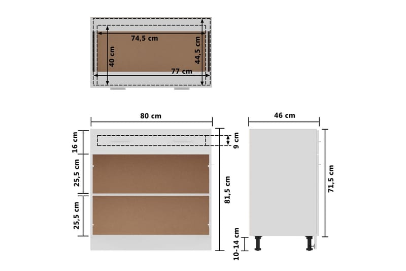 Kjøkkenskap hvit 80x46x81,5 cm sponplate - Hvit - Oppbevaring - Skap - Oppbevaringsskap