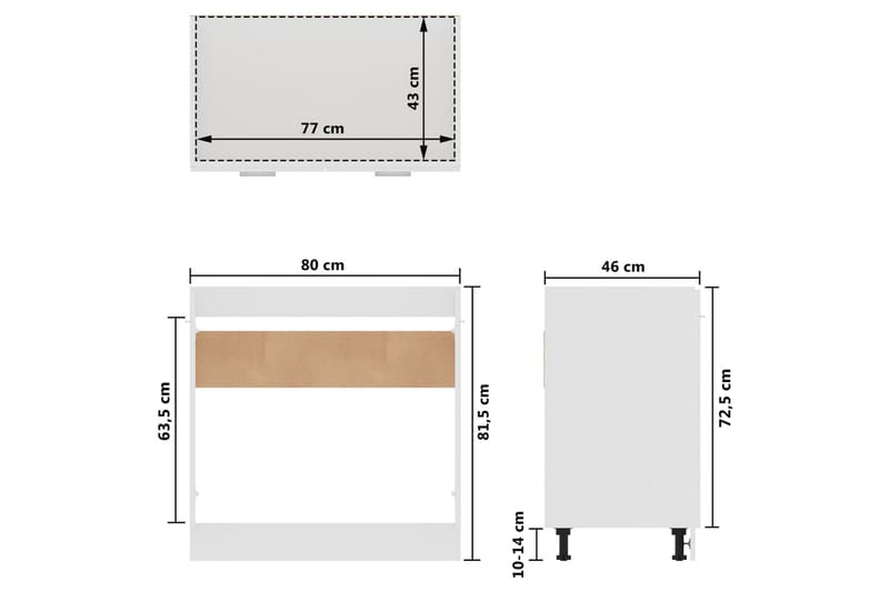 Kjøkkenskap hvit 80x46x81,5 cm sponplate - Hvit - Oppbevaring - Skap - Oppbevaringsskap