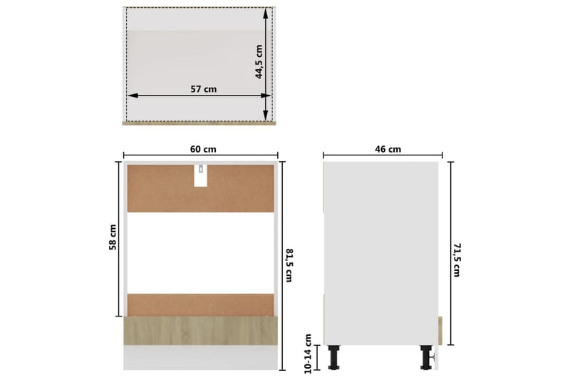 Kjøkkenskap sonoma eik 60x46x81,5 cm sponplate - Brun - Oppbevaring - Skap - Oppbevaringsskap