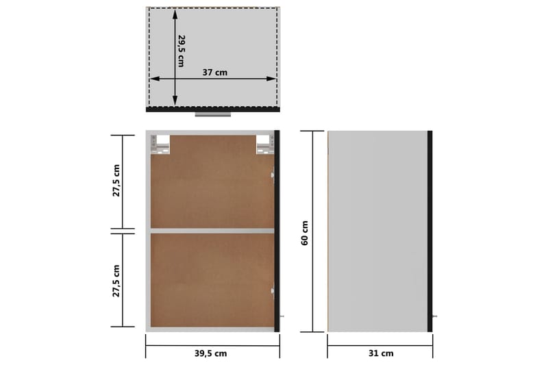 Kjøkkenskap svart 39,5x31x60 cm sponplate - Svart - Oppbevaring - Skap - Oppbevaringsskap