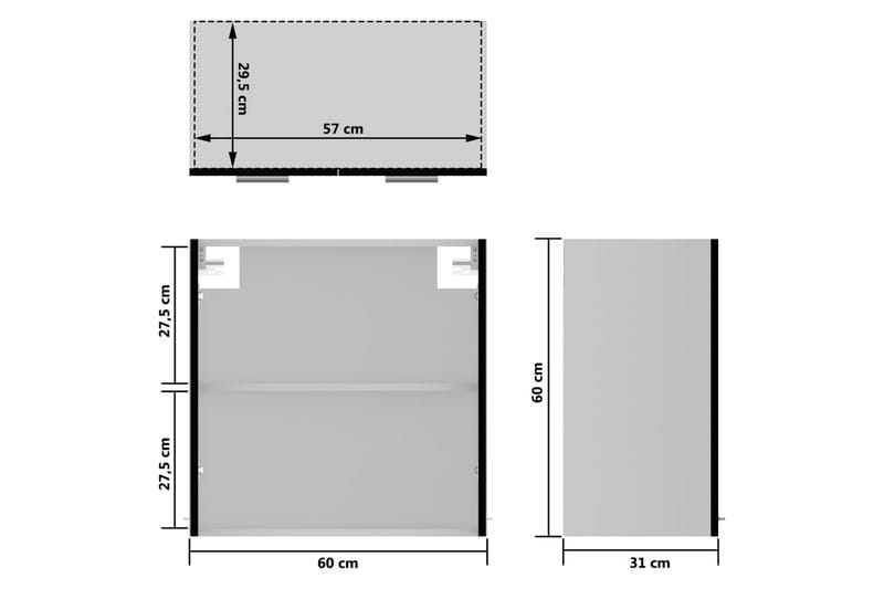 Kjøkkenskap svart 60x31x60 cm sponplate - Svart - Oppbevaring - Skap - Oppbevaringsskap