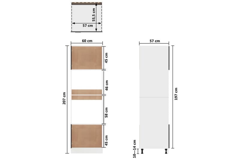 Kjøkkenskap svart 60x57x207 cm sponplate - Svart - Oppbevaring - Skap - Oppbevaringsskap