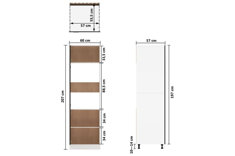 Kjøkkenskap svart 60x57x207 cm sponplate - Svart - Oppbevaring - Skap - Oppbevaringsskap