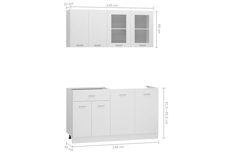 Kjøkkenskapsett 4 deler hvit sponplate - Hvit - Oppbevaring - Skap - Oppbevaringsskap