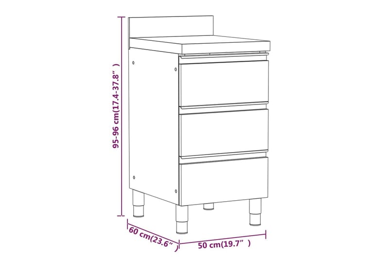 Kommersielle kjøkkenskap 3 stk rustfritt stål - Oppbevaring - Skap - Oppbevaringsskap