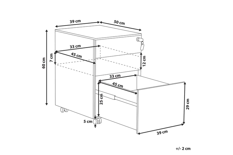 Kontorskap Abrami 39x60 cm - Grå - Oppbevaring - Skap - Oppbevaringsskap