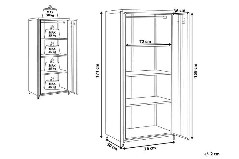 Kontorskap Kremena 76x171 cm - Grå - Oppbevaring - Skap - Oppbevaringsskap