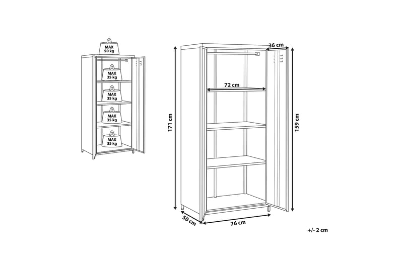 Kontorskap Kremena 76x171 cm - Rød - Oppbevaring - Skap - Oppbevaringsskap