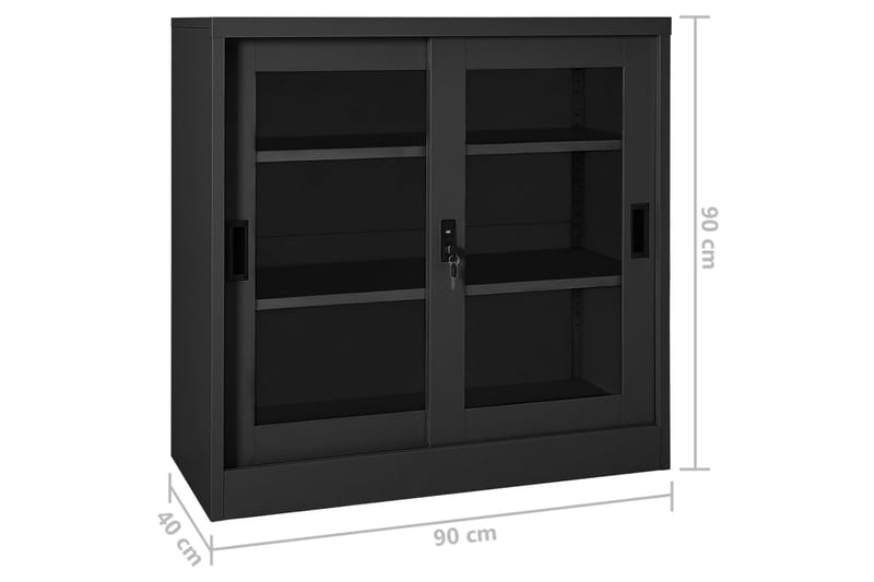 Skap med skyvedør 90x40x90 cm stål antrasitt - Antrasittgrå - Oppbevaring - Skap - Oppbevaringsskap - Kontorsskap - Dokumentskap