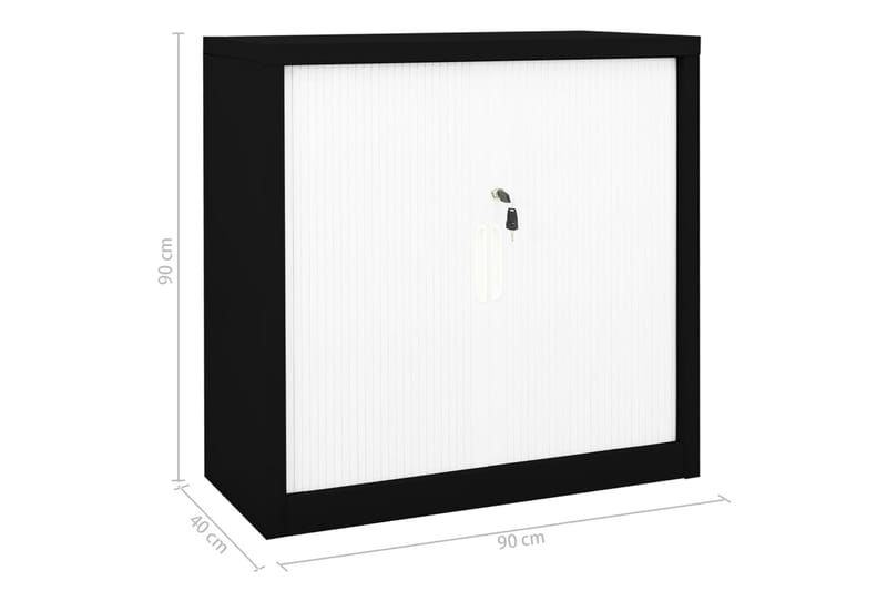 Skap med skyvedør 90x40x90 cm stål svart og hvit - Svart - Oppbevaring - Skap - Oppbevaringsskap - Kontorsskap - Dokumentskap