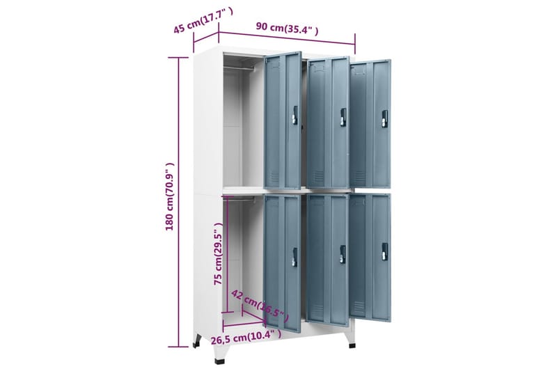 Oppbevaringsskap lysegrå og mørkegrå 90x45x180 cm stål - Grå - Oppbevaring - Skap - Oppbevaringsskap