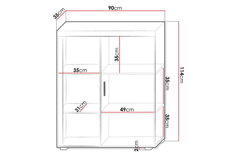 Oppbevaringsskap Samba 90x35x114 cm - Oppbevaringsskap