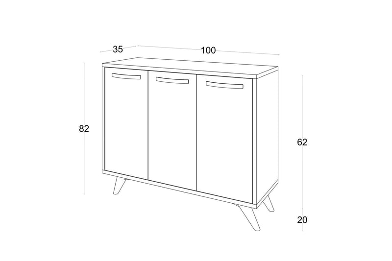 Oppbevaringsskap Urgby 100x82 cm - Hvit - Oppbevaring - Skap - Oppbevaringsskap