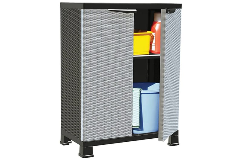 Plastskap 68x39x92 cm rottingdesign - Grå - Oppbevaring - Skap - Oppbevaringsskap