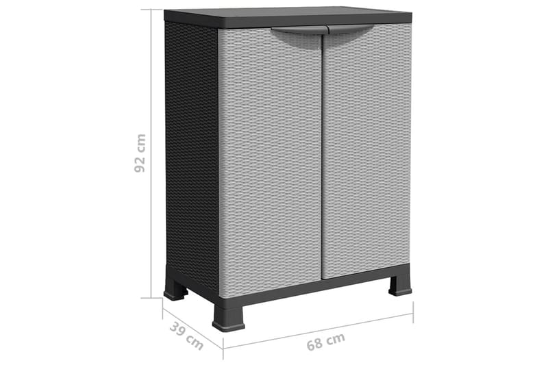 Plastskap 68x39x92 cm rottingdesign - Grå - Oppbevaring - Skap - Oppbevaringsskap