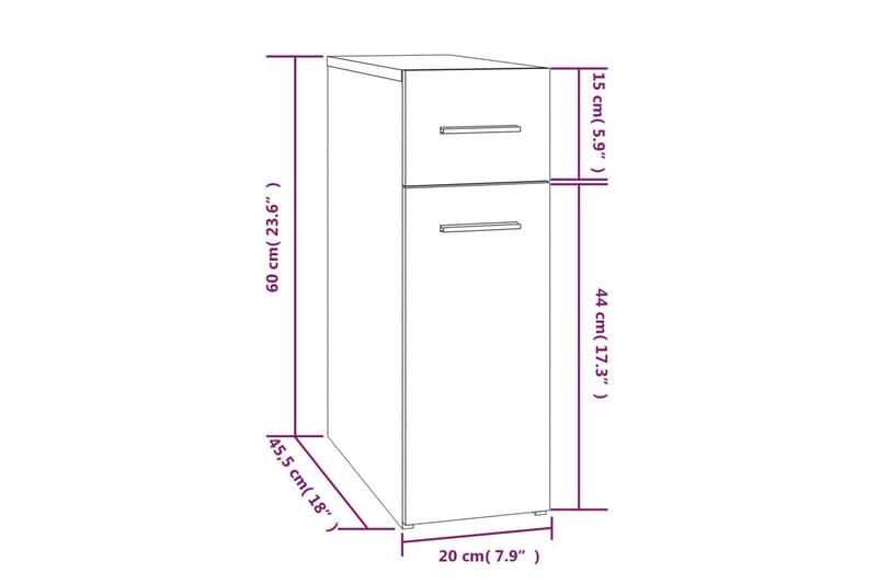 beBasic Apotekskap grå sonoma 20x45,5x60 cm konstruert tre - GrÃ¥ - Medisinskap - Oppbevaringsskap