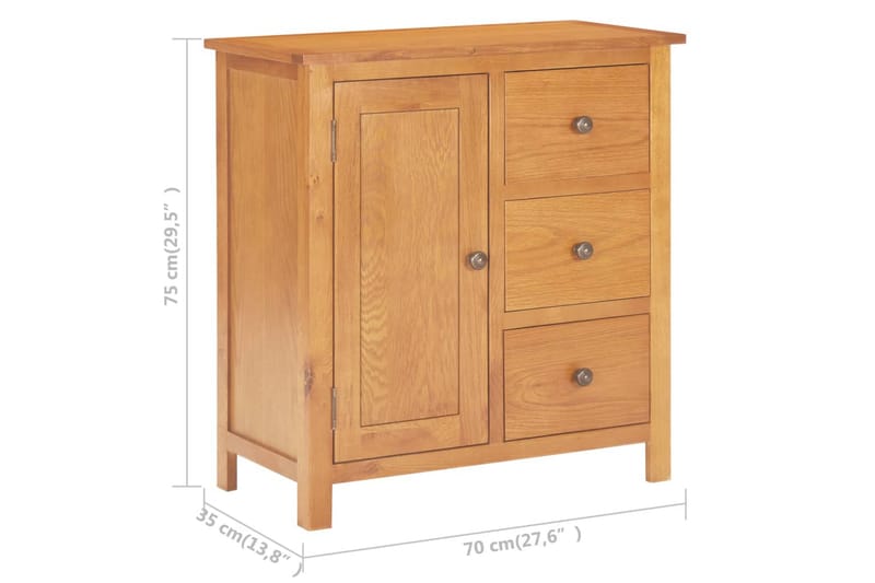 Skap 70x35x75 cm heltre eik & MDF - Oppbevaring - Skap - Oppbevaringsskap