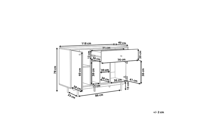 Skap Pylaros 118x40 cm - Lyst Tre/Hvit - Oppbevaring - Skap - Oppbevaringsskap