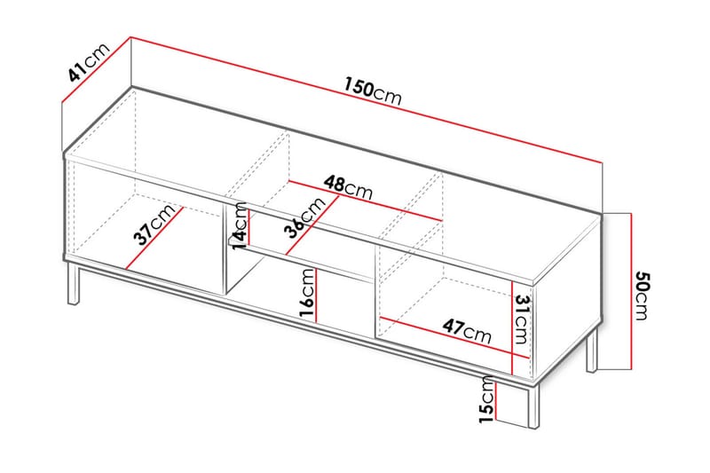 Skapkommode Quertas 150x50x41 cm - Natur/Svart - Oppbevaring - Skap - Oppbevaringsskap