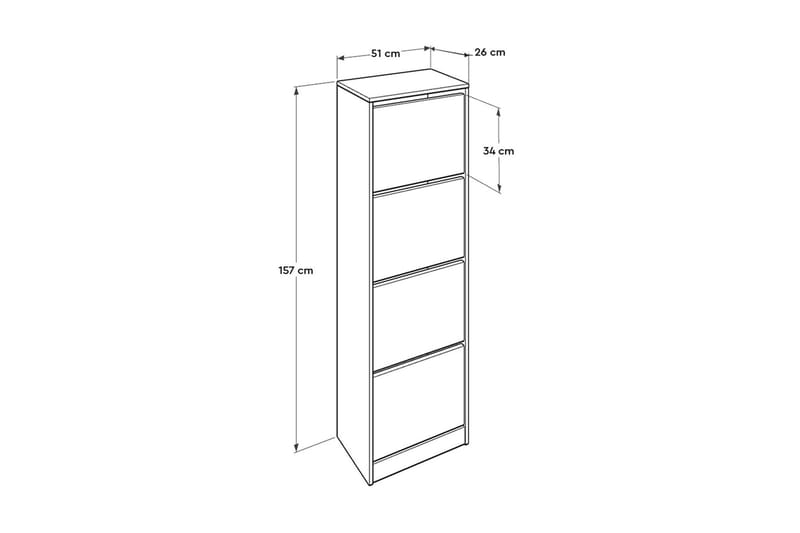 Skoskap 51x157 cm - Hvit - Entreoppbevaring - Skoskap - Oppbevaringsskap