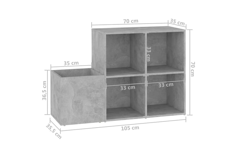 Skoskap for gang betonggrå 105x35,5x70 cm sponplate - Grå - Oppbevaring - Skap - Oppbevaringsskap