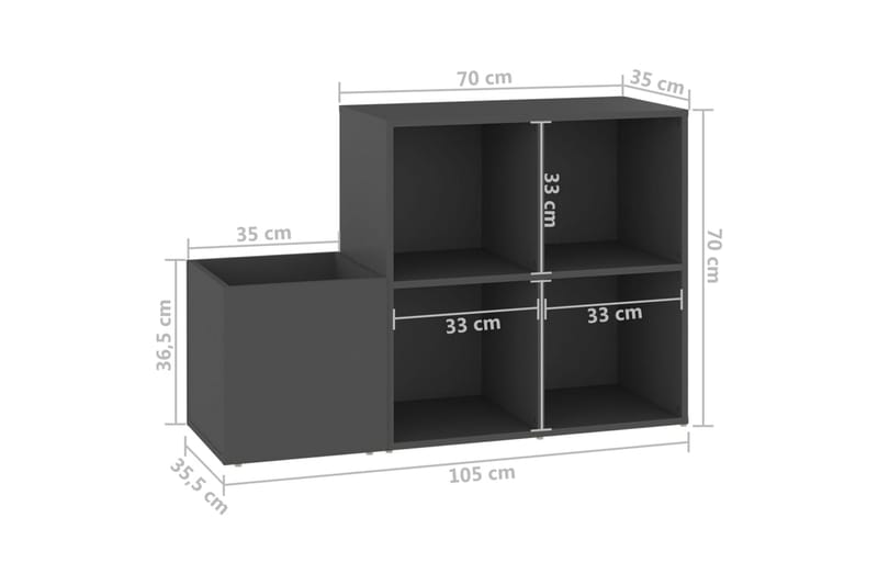 Skoskap for gang grå 105x35,5x70 cm sponplate - Grå - Oppbevaring - Skap - Oppbevaringsskap