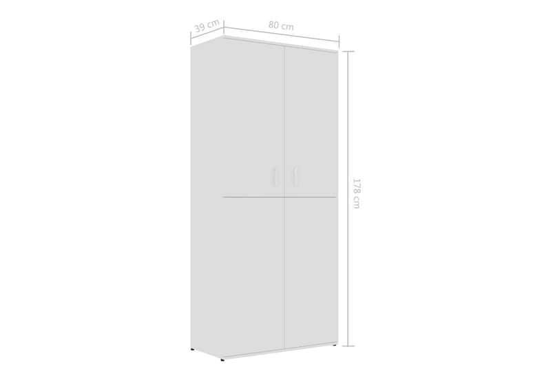 Skoskap høyglans hvit 80x39x178 cm sponplate - Oppbevaring - Skap - Oppbevaringsskap