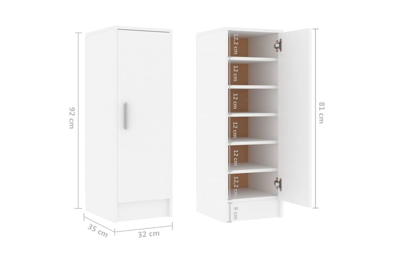 Skoskap hvit 32x35x92 cm sponplate - Hvit - Oppbevaring - Skap - Oppbevaringsskap