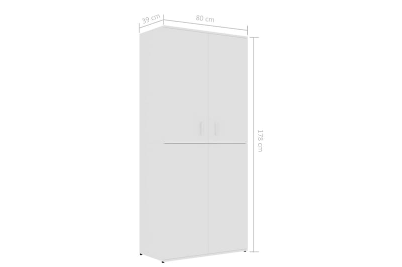 Skoskap hvit 80x39x178 cm sponplate - Oppbevaring - Skap - Oppbevaringsskap