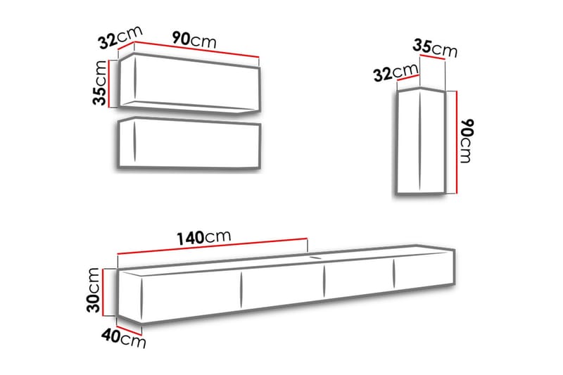 Vegghengt Veria 280 cm - Natur/Svart - Oppbevaring - Skap - Oppbevaringsskap