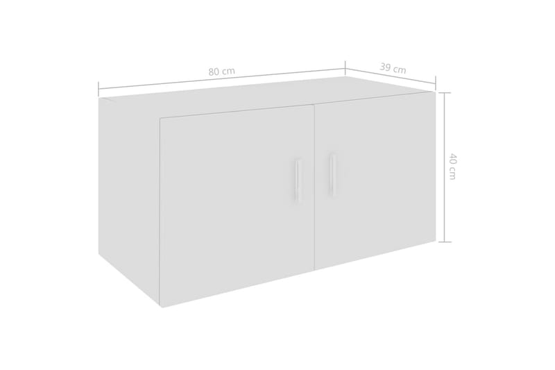 Veggmontert skap høyglans hvit 80x39x40 cm sponplate - Oppbevaring - Skap - Oppbevaringsskap