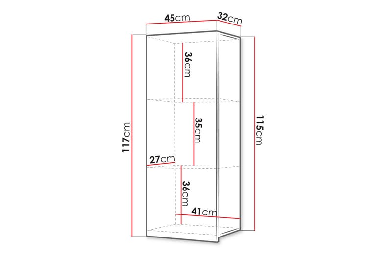 Veggskap Frick 45 cm Loddrett - Svart - Oppbevaring - Skap - Oppbevaringsskap