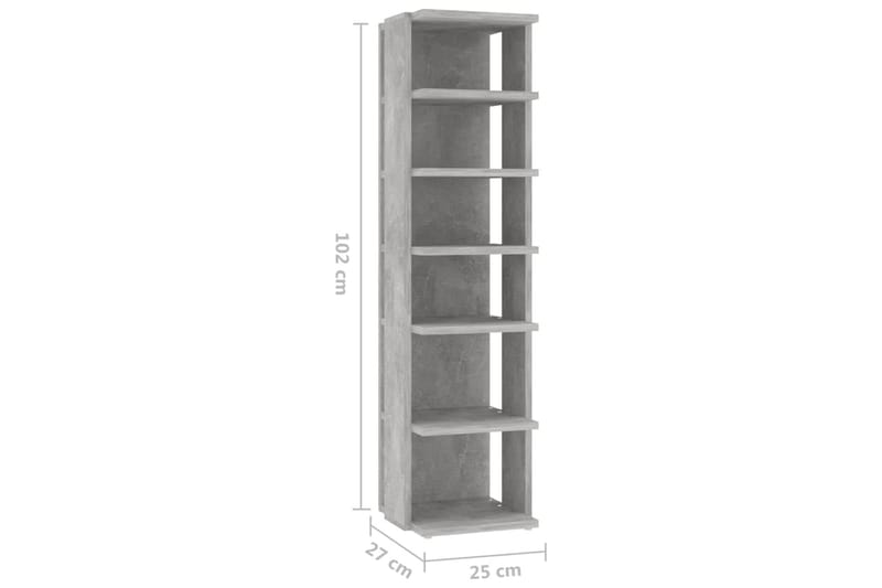 Skoskap betonggrå 25x27x102 cm sponplate - Grå - Oppbevaring - Skooppbevaring - Skoskap