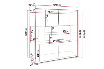 Hvitrinskap Calabrini 100X35X107 Cm - Oppbevaring - Skap - Vitrineskap