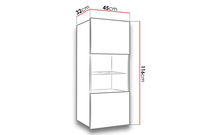 Hvitrinskap Calabrini 45X32X117 Cm - Hvit - Oppbevaring - Skap - Vitrineskap